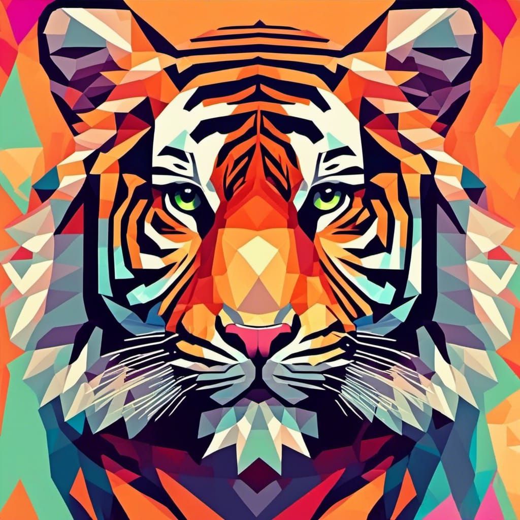 Epic Low Poly Tiger Artwork
