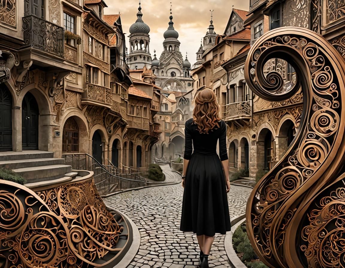 Young Woman Dissolves into Bronze Spirals in Ancient Europea...