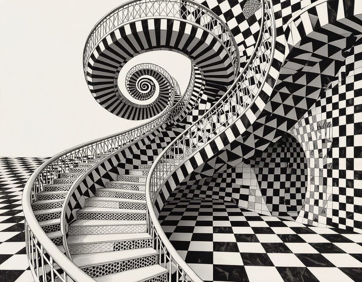 Escher-Inspired Wirework Roller Coaster Sculpture