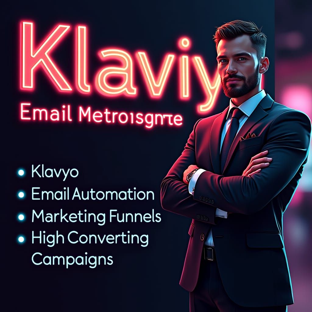 Klaviyo Email Marketing Expert Synthwave Neon Illustration