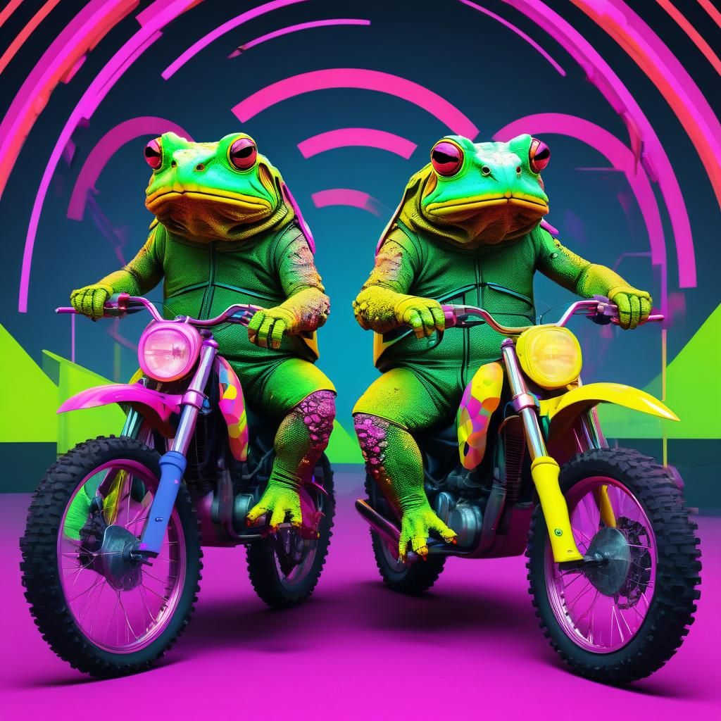 Cane Toads Ride Motorcross Bikes in Pop Art Style