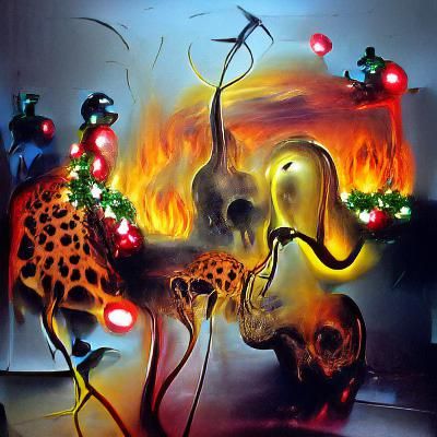 Surreal Christmas in Hell: Burning Giraffe and Elephant