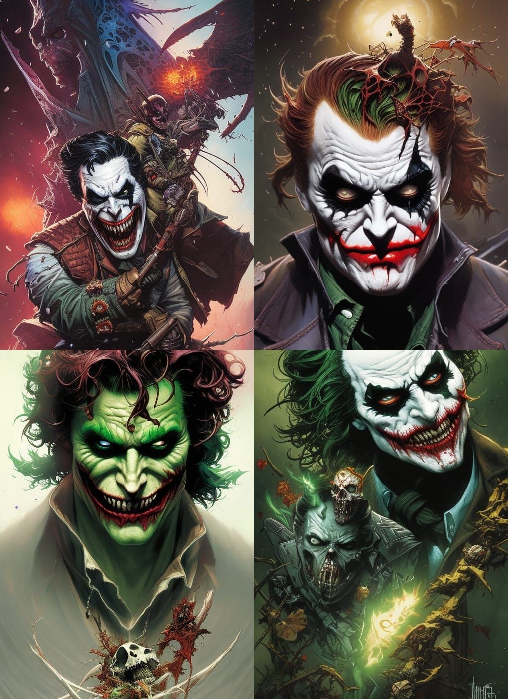 Decomposing Zombie Joker Crayon Caricature