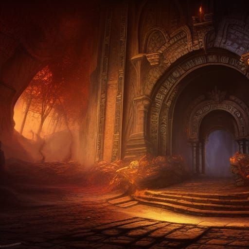 Fantastical Entrance to Hell in Detailed Matte Painting