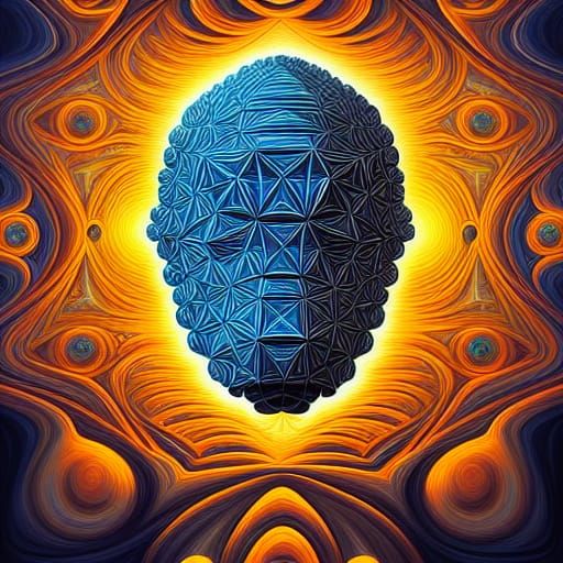 Giant Head Full of Knowledge with Fractals