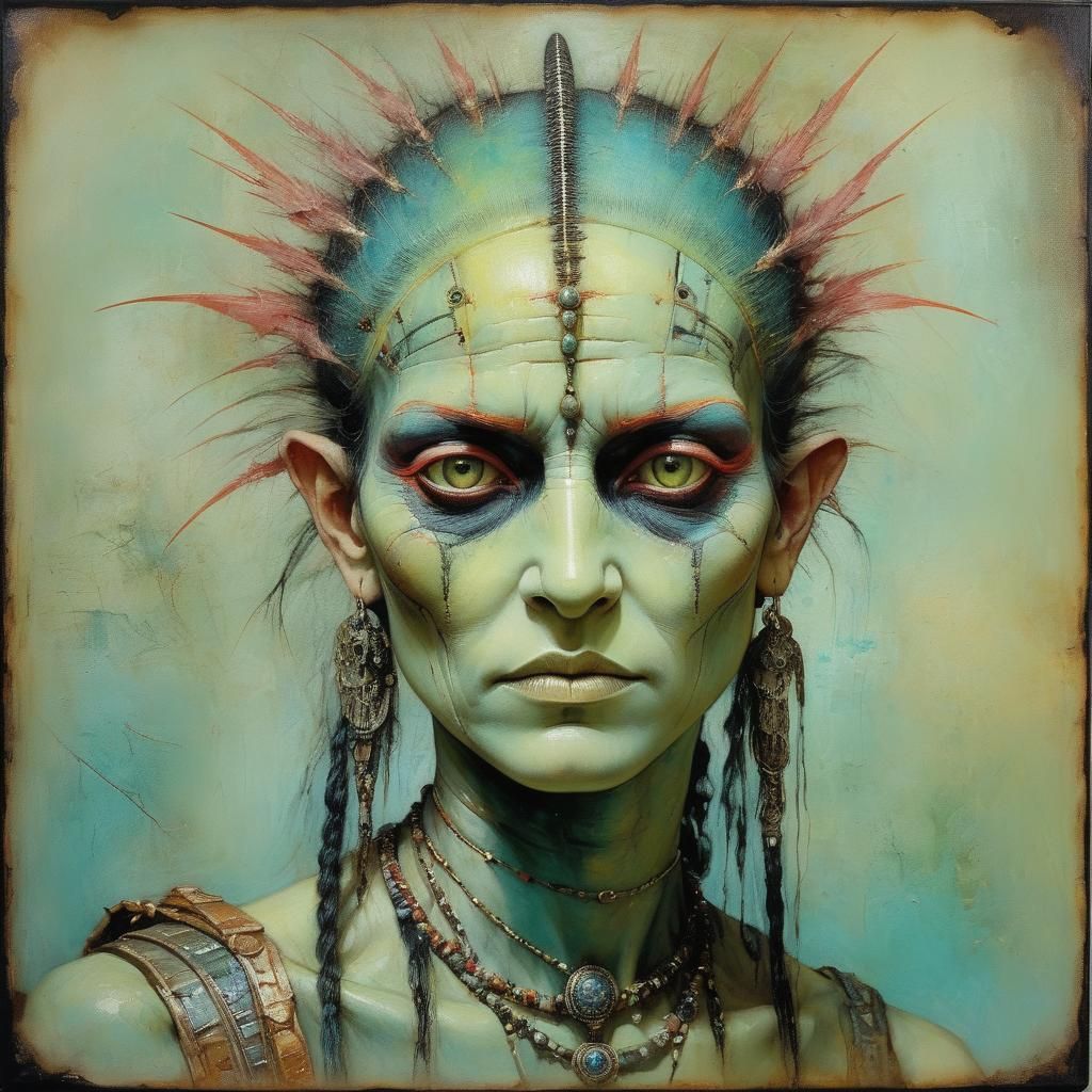 Malevolent Punk Fayum Portrait in Encaustic Style