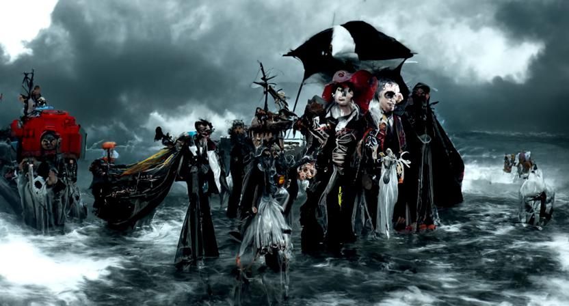 Vampire Pirate Captain Leads Undead Crew in Storm