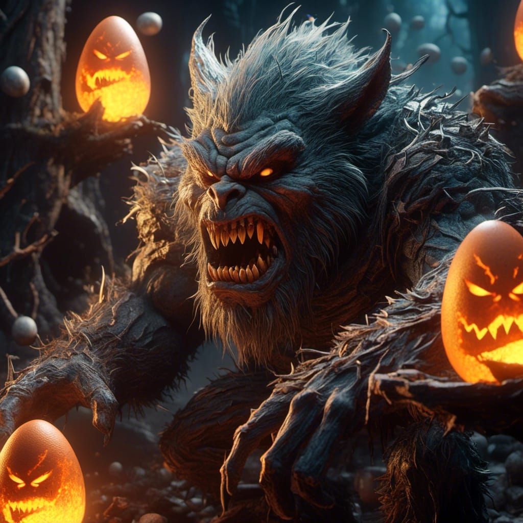 Angry Werewolf Eggs in Ominous Woods