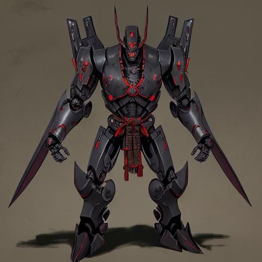 Gothic Robot Warrior in Japanese Style