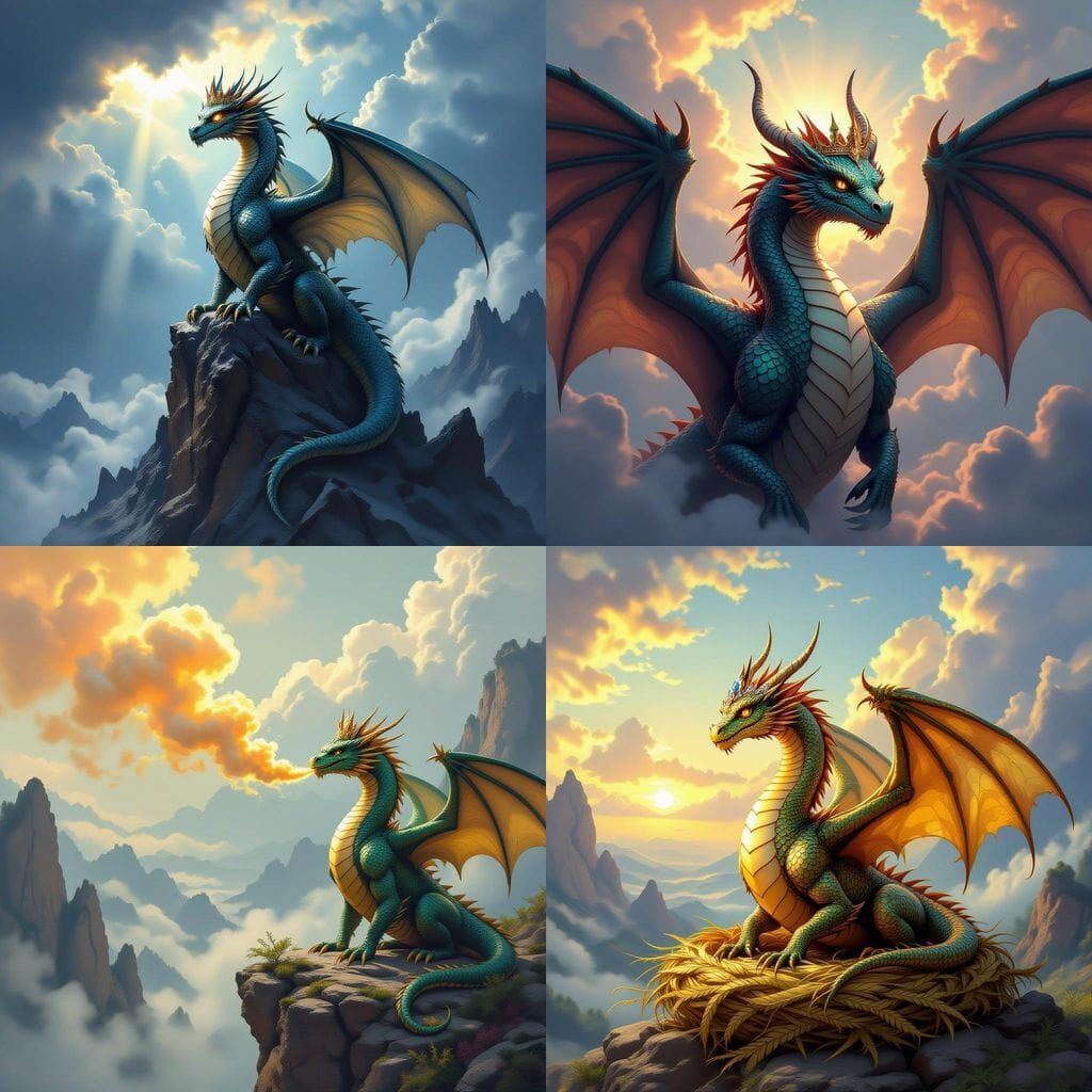 Majestic Dragon Wearing a Crown