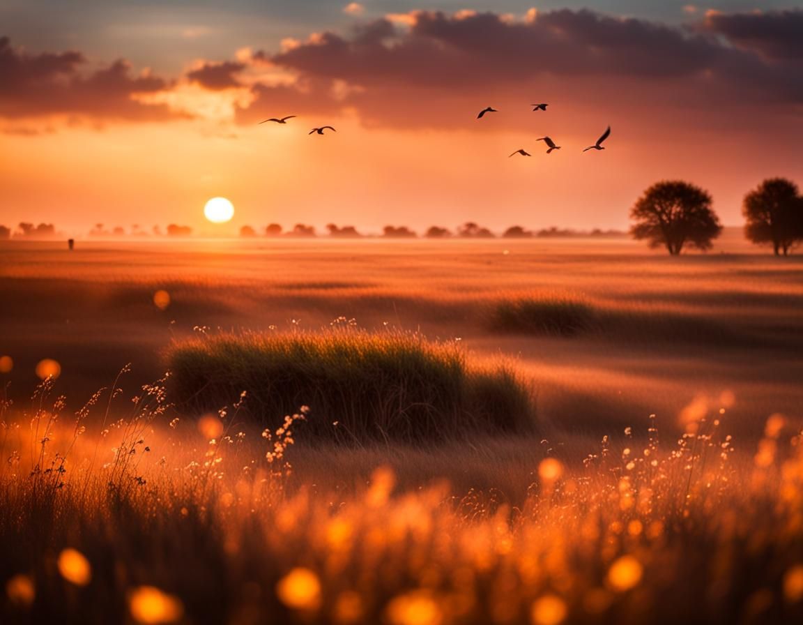 Dreamy Sunset Over the Great Plain