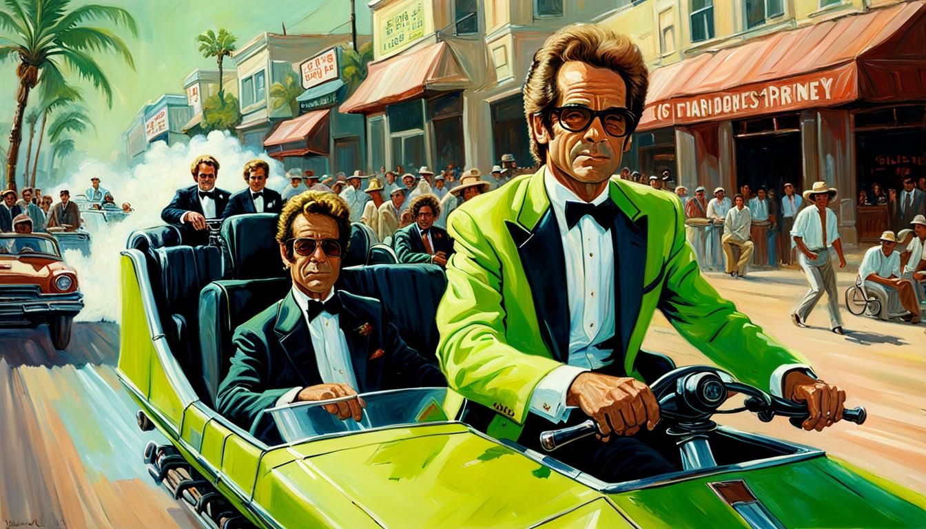 Huey Lewis Rides Land Speeder: Oil Painting