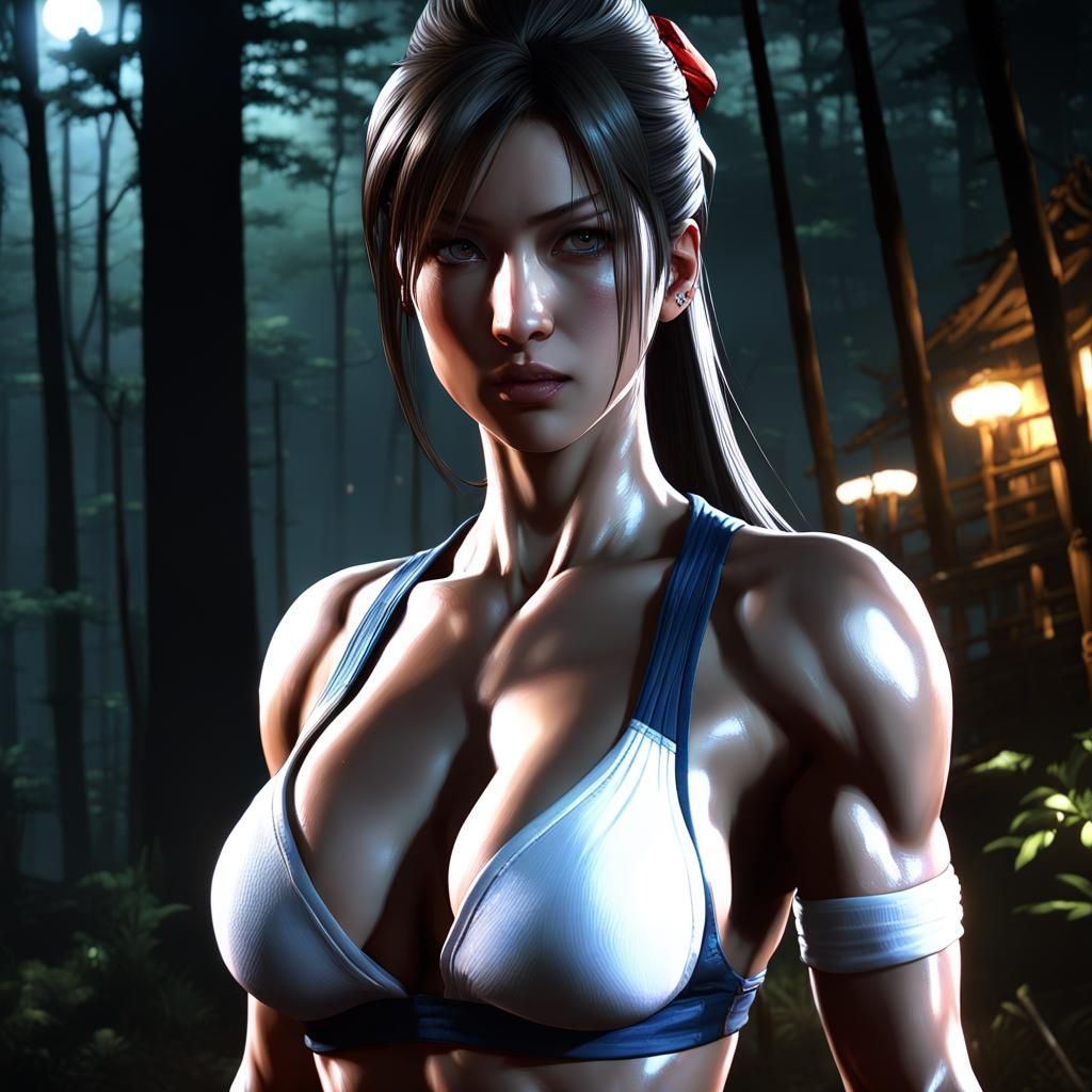 Muscular Mai Shiranui in Dark Fantasy Art