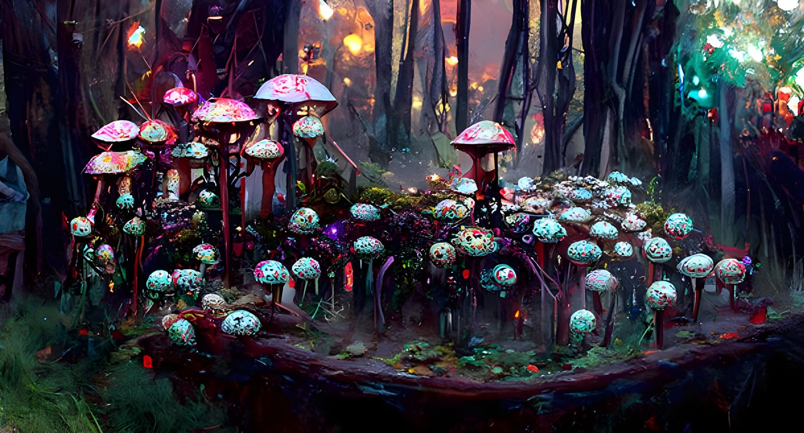 Ethereal Mushroom Garden with Divine Toadstools