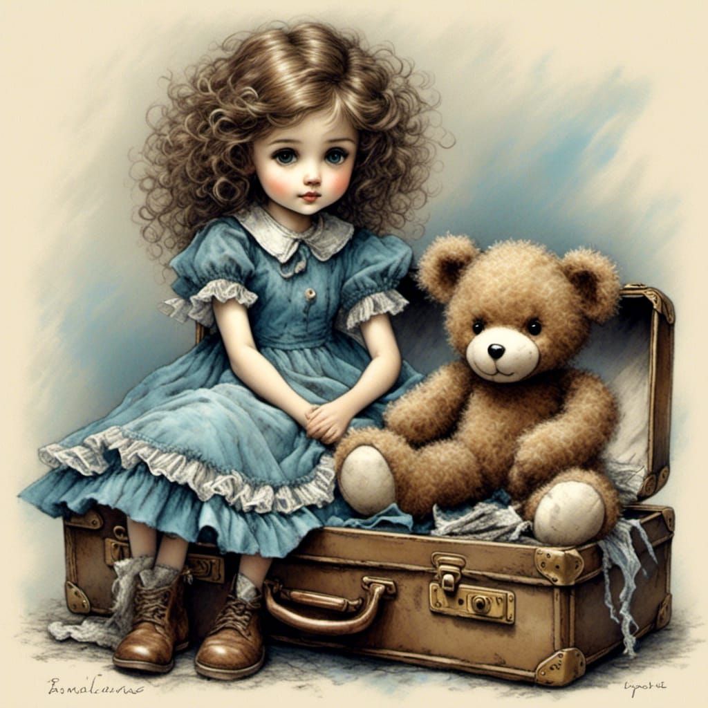 Lonely Girl in Chalk Art Style