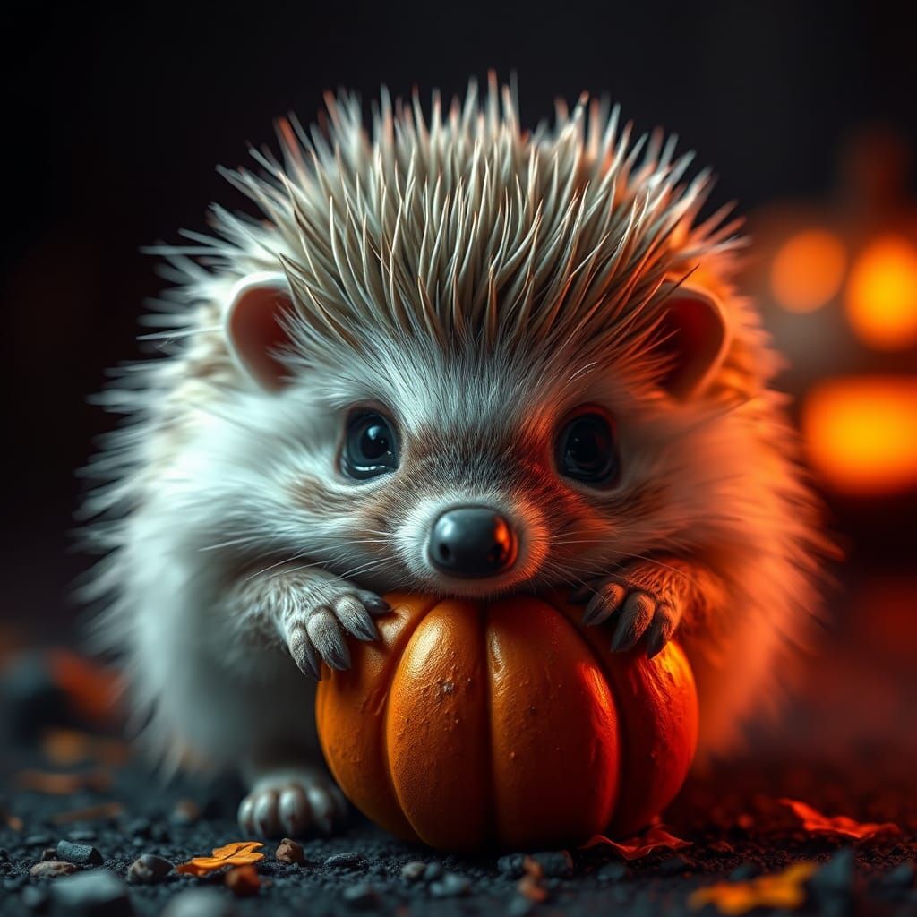 Cute Hedgehog Trick-or-Treating: Digital Illustration