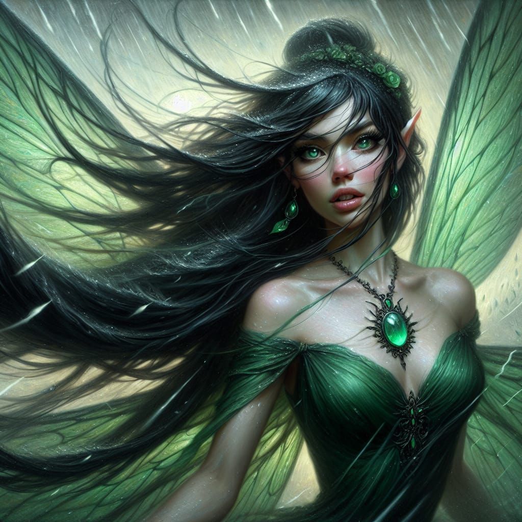 Ethereal Fairy Queen in Dark Green Majesty
