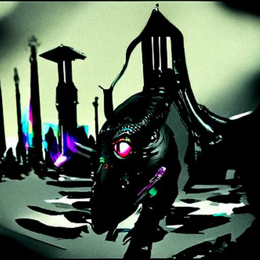 Chromatic Moon Horned Dystopian Lizard Creature