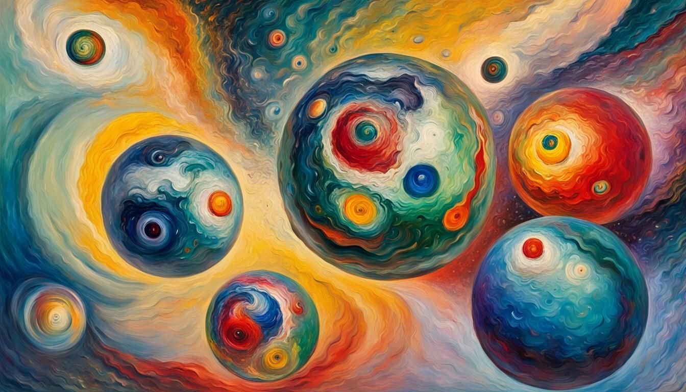 Iridescent Stars in Abstract Impasto Oil Painting