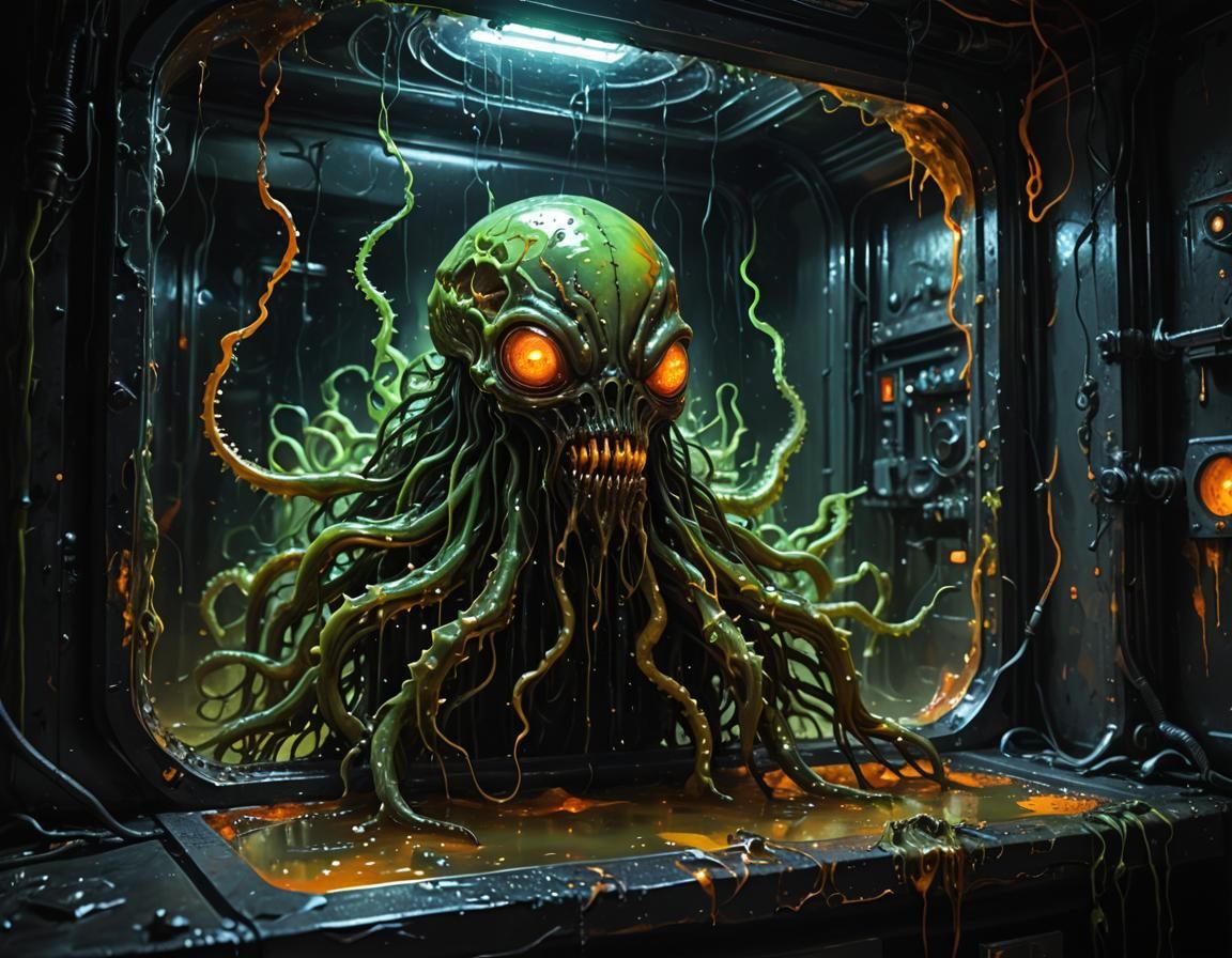 Lovecraftian Alien Ooze in Dark Laboratory