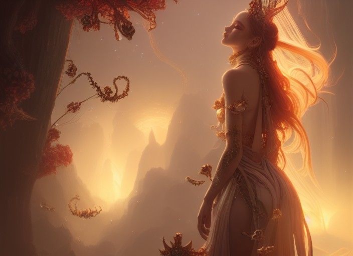 Ethereal Goddess Portrait in Digital Art Style