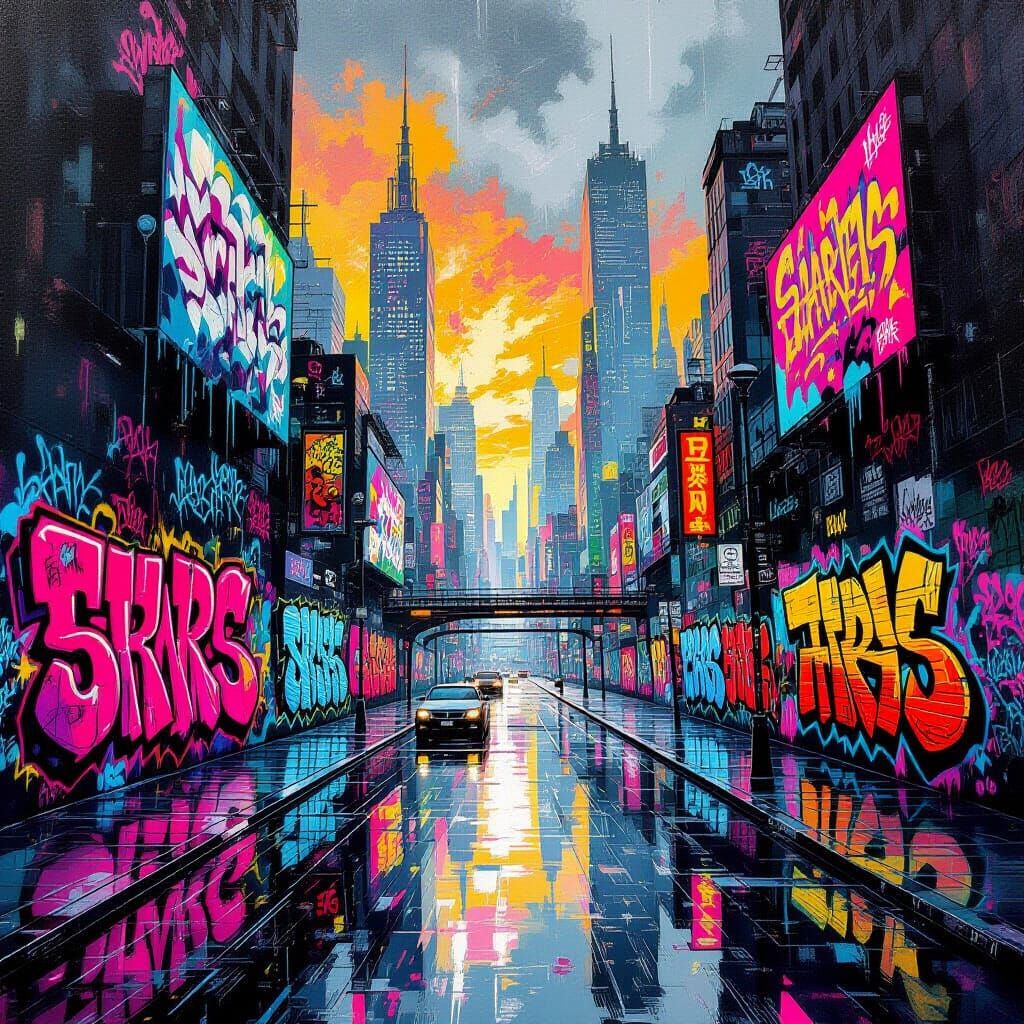 Vibrant Futuristic Metropolis in Comic Book Art Style