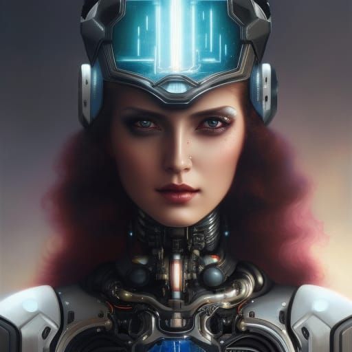 Cyborg Goddess with Robotic Details in Fantasy Art