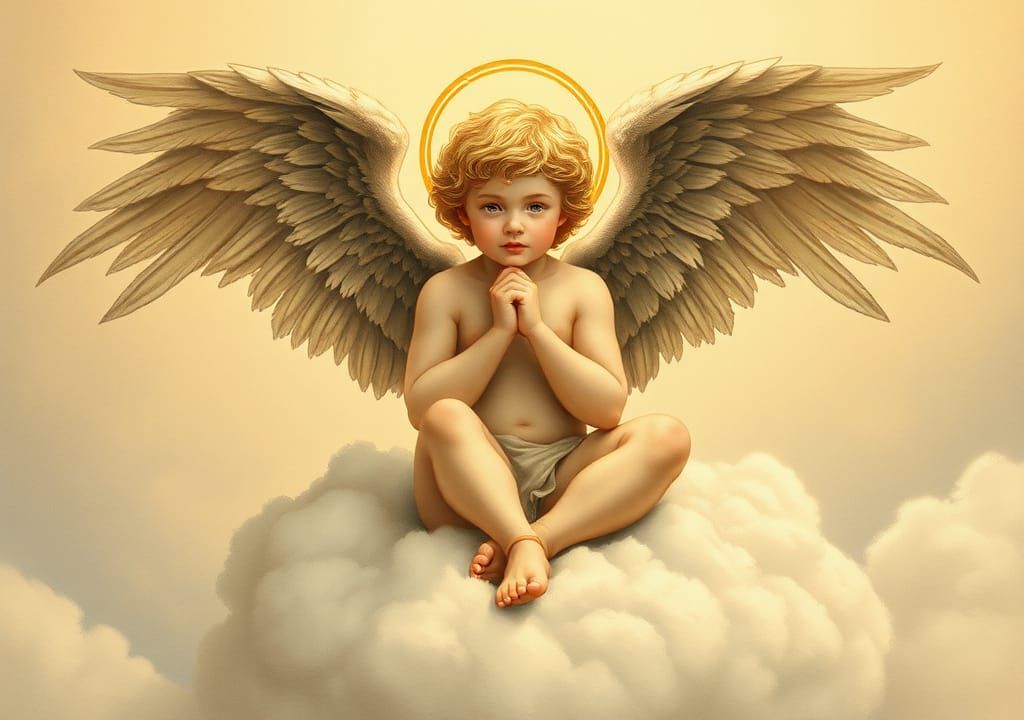Winged Cherubim in Ethereal Golden Light