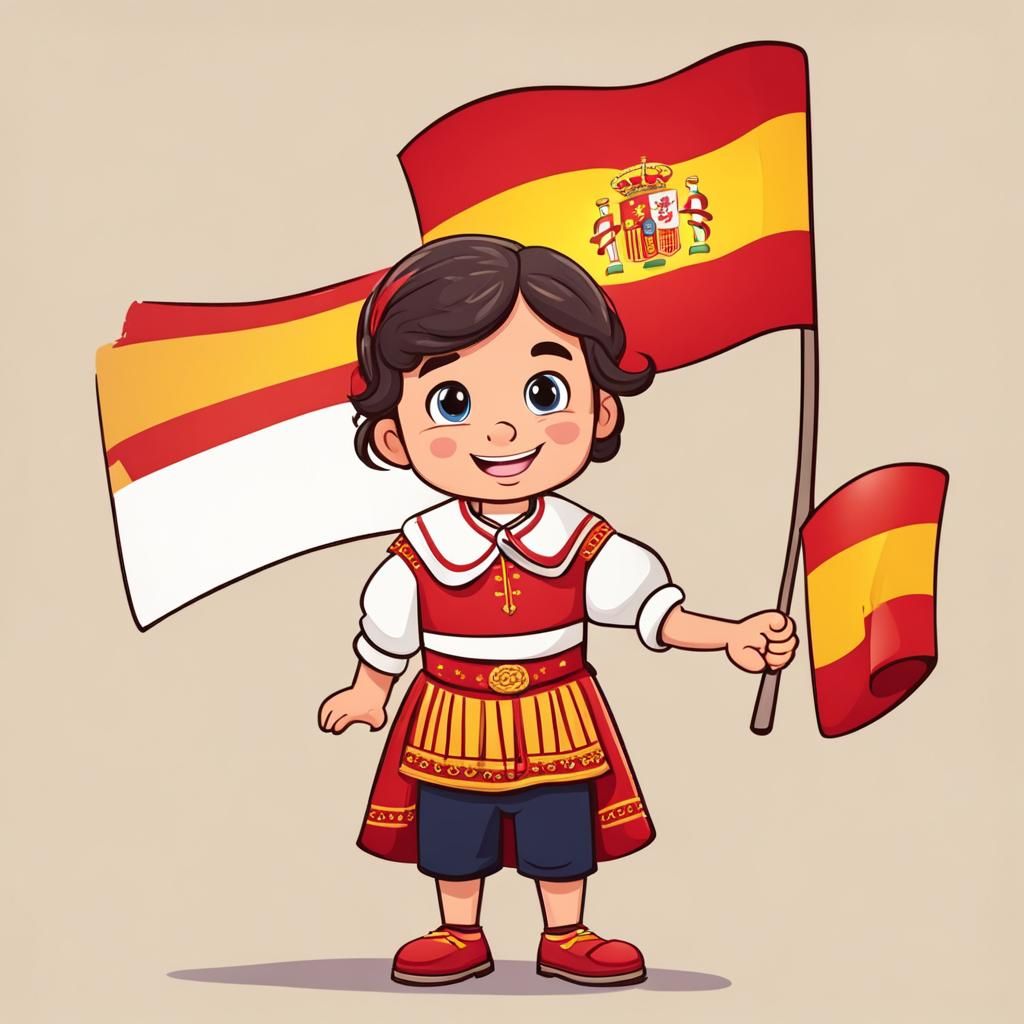 Cartoon Girl in Traditional Spanish Dress