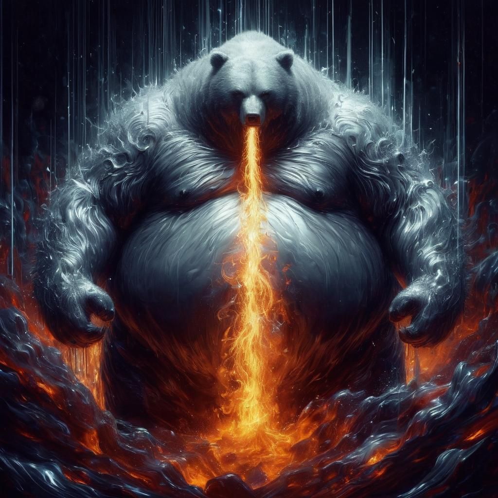 Chrome Flame Bear in Dark Fantasy Style