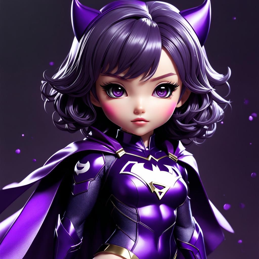 Kawaii Doll Superhero in Midnight Colors