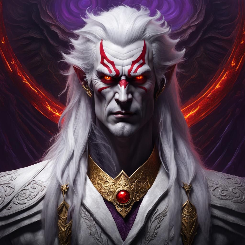 Mystic Figure with Red Eyes in Dark Fantasy Style