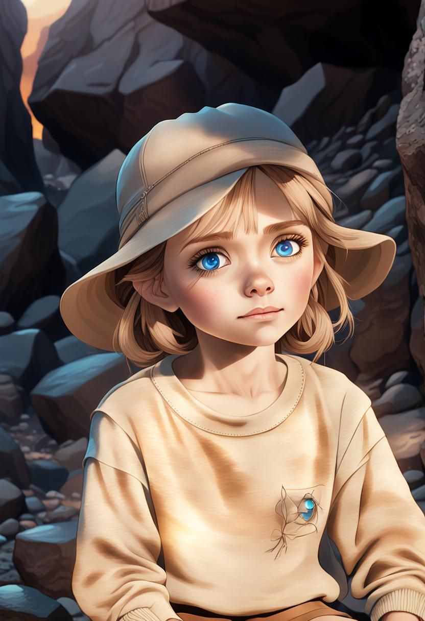 Charming Girl in Fantasy Landscape, Matte Painting