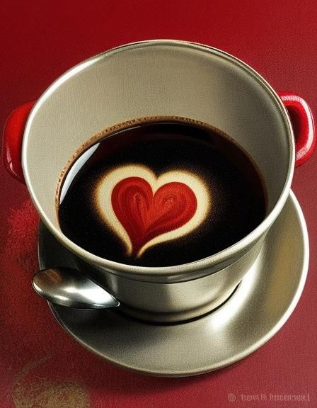 Detailed Coffee Still Life with Red Accents