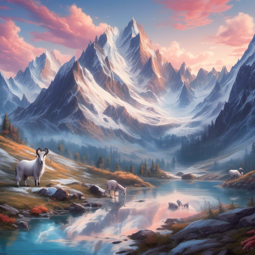 Twilight Whisper: Mountain Majesty and Alpine Fauna at Dusk