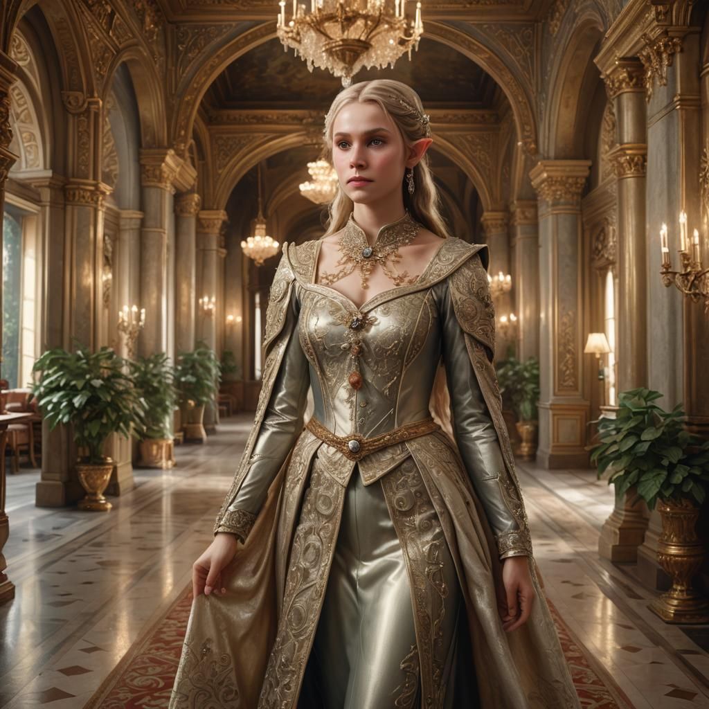 Elegant Swedish Elf Portrait in Oil Painting Style