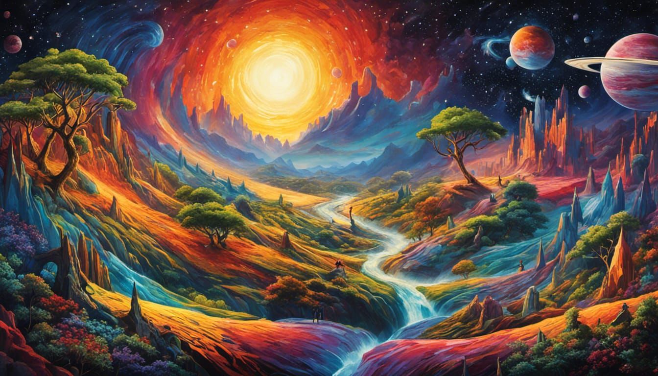 Cosmic Teamwork: Interconnected Beings Build a Bridge