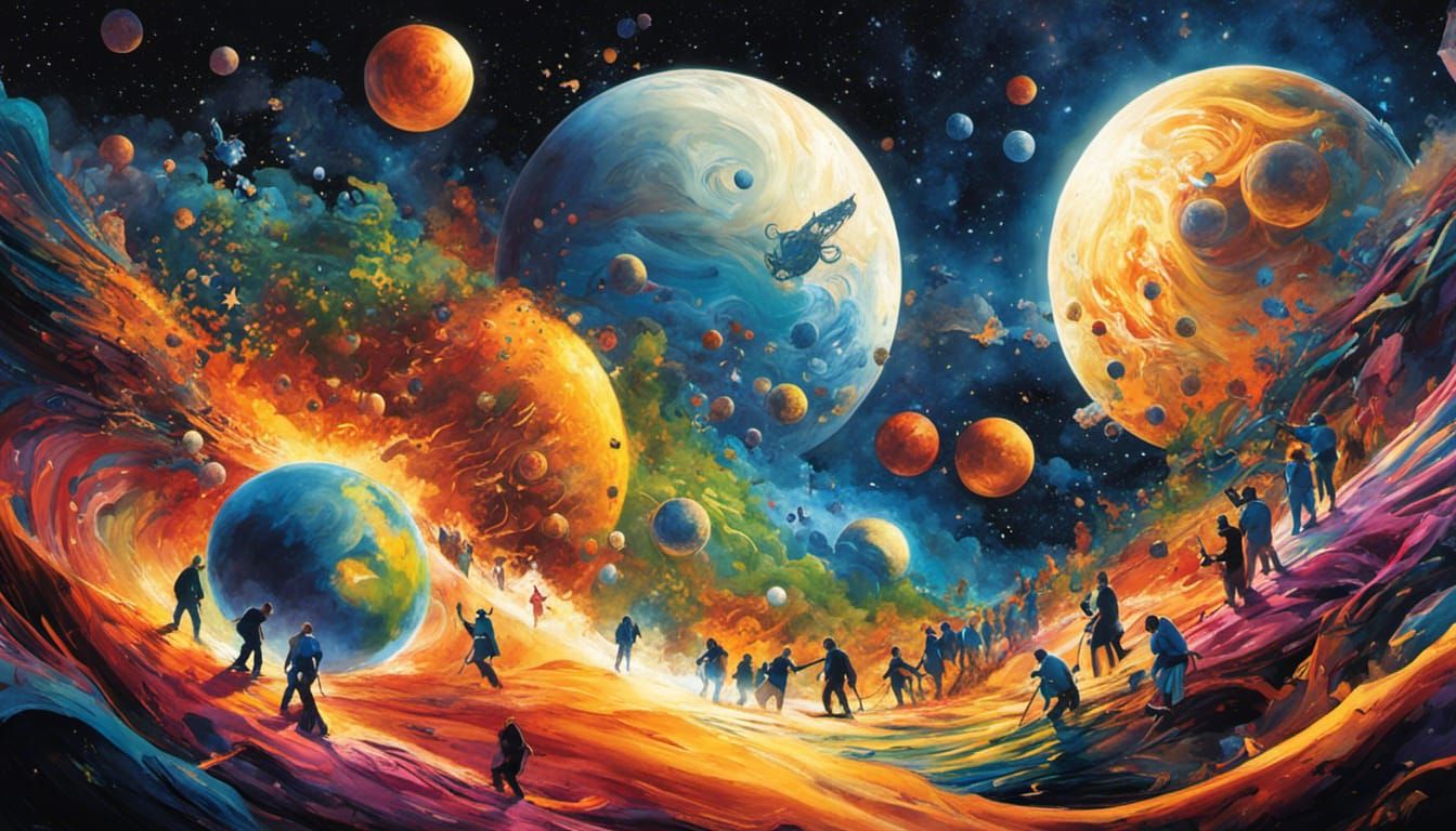 Cosmic Teamwork: A Graffiti Art Mosaic