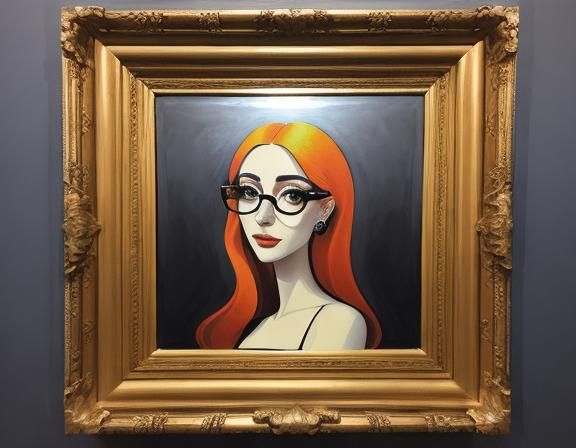 Elegant Woman with Mirrored Glasses in Abstract Art