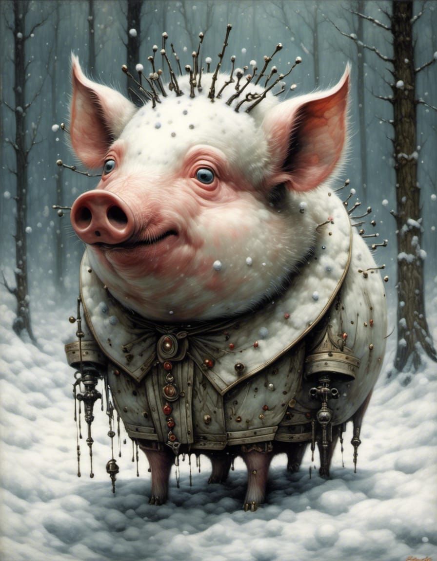 The Illusive Tasmanian Snow Pig: An AI Rendering