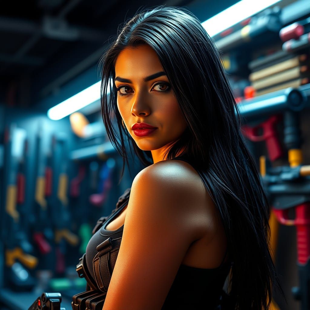 Hyperrealistic Concept Art of a Mexican Female Warrior in a ...