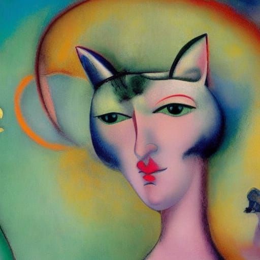 Surreal Cat Photographer in Dreamlike Painting Style