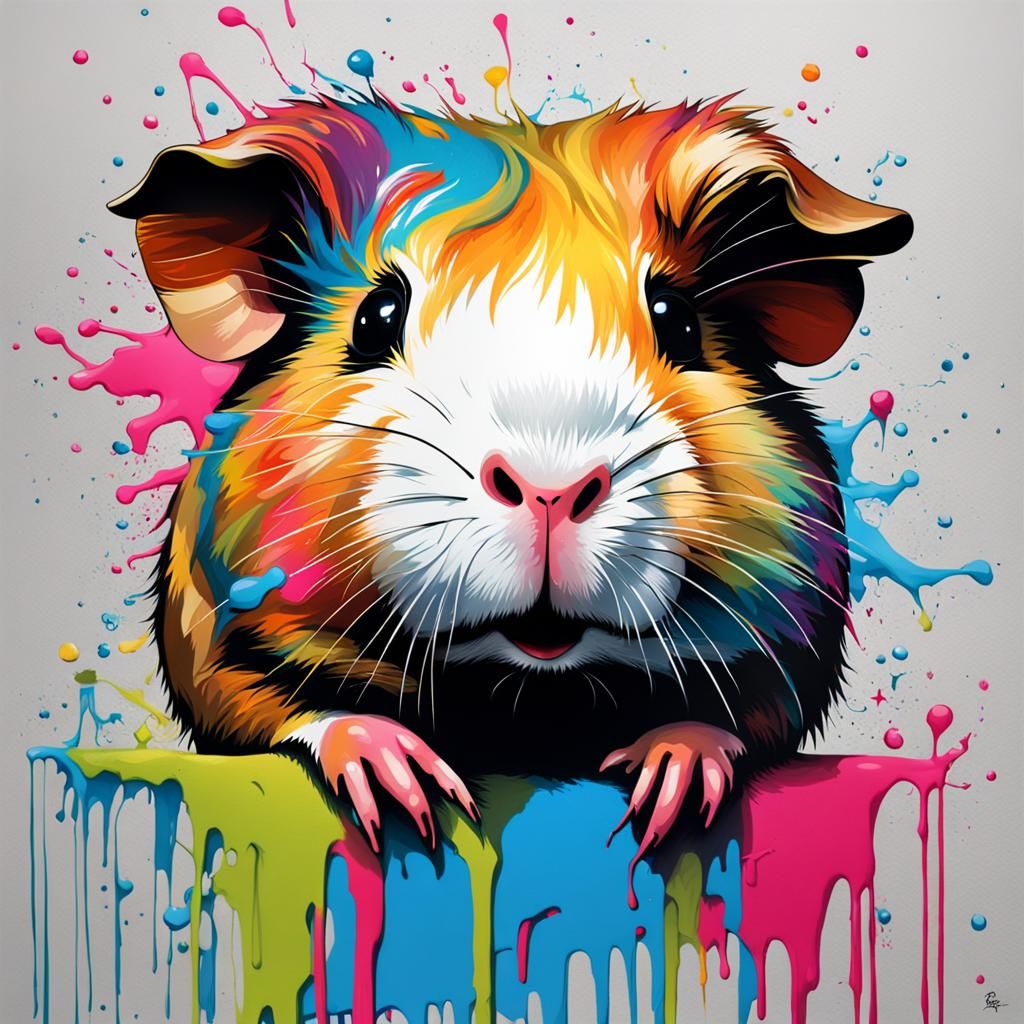 Vibrant Guinea Pig Graffiti Art