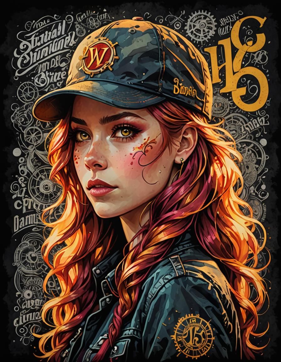 Sunset Shimmer Steampunk Portrait with Calligraphic Ink