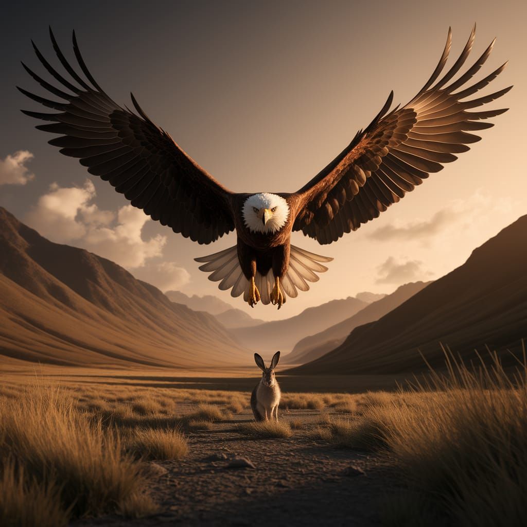 Majestic Eagle Gliding in Golden Hour Light