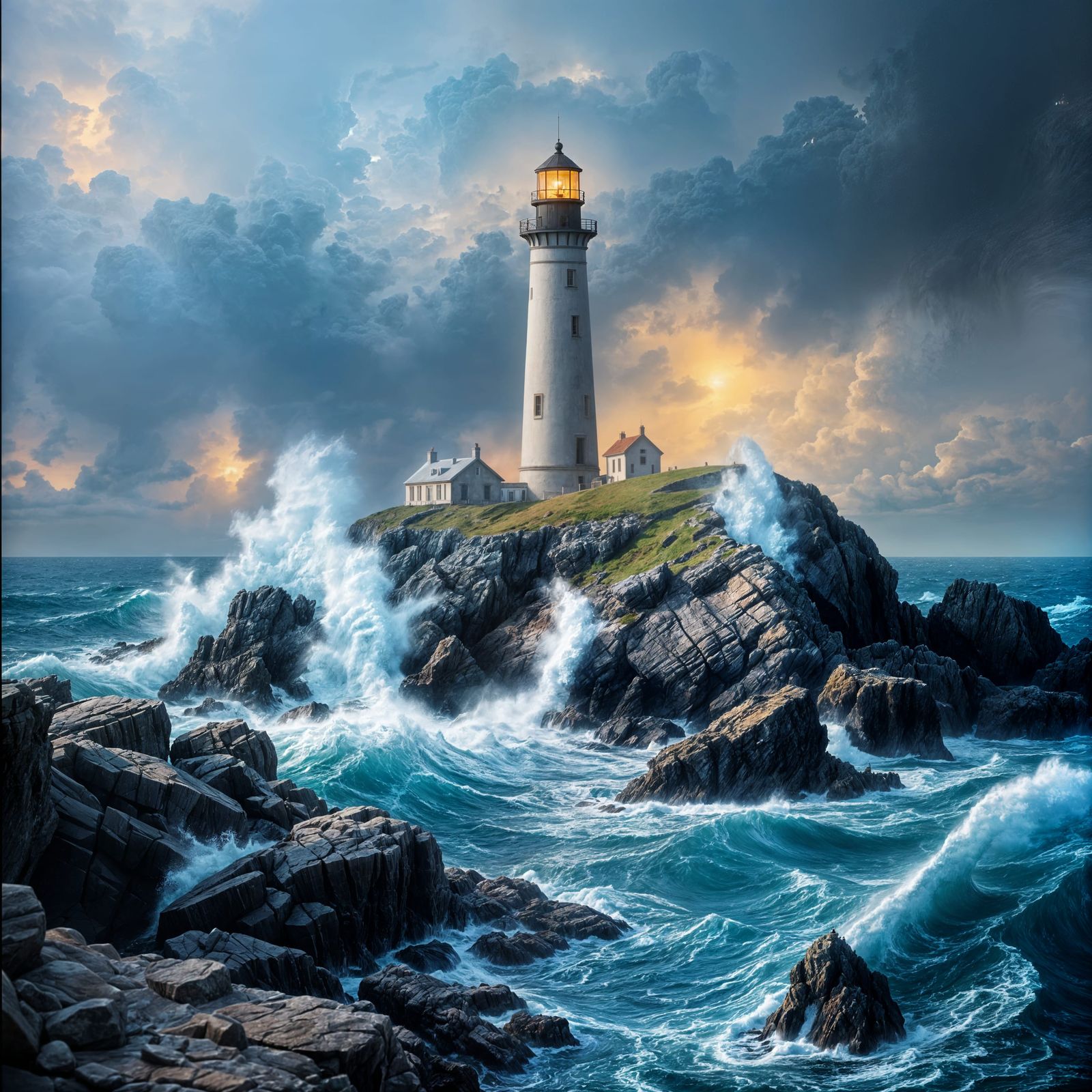 A lighthouse in a storm