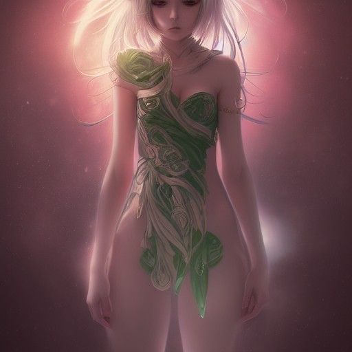 Anime Girl with White Hair Digital Illustration