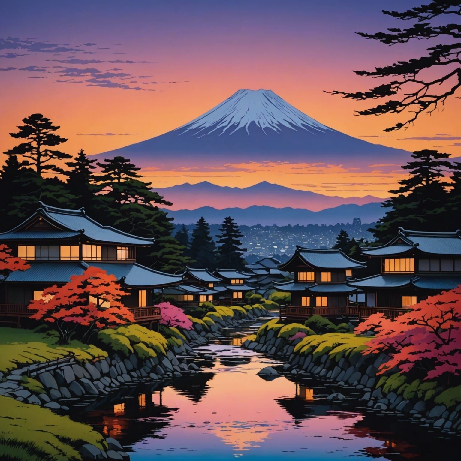 Contrasting Colors Japanese Landscape Inspired by Pendleton ...