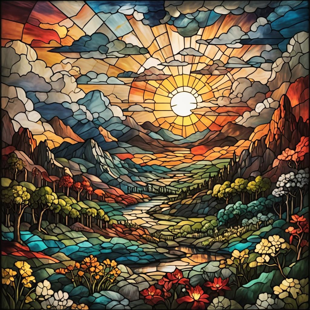 Stained Glass Hellscape with Divine Sunlight