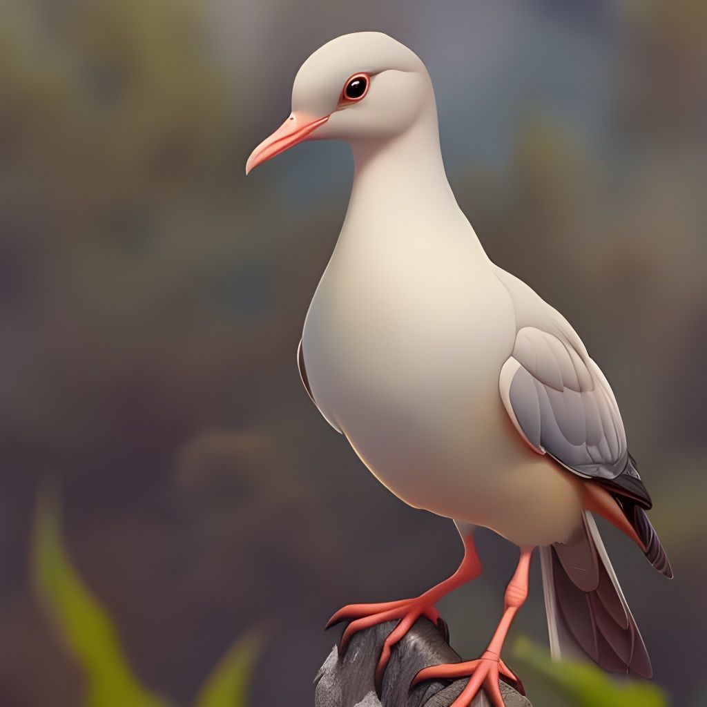 White-Winged Dove Portrait in Whimsical Digital Art Style
